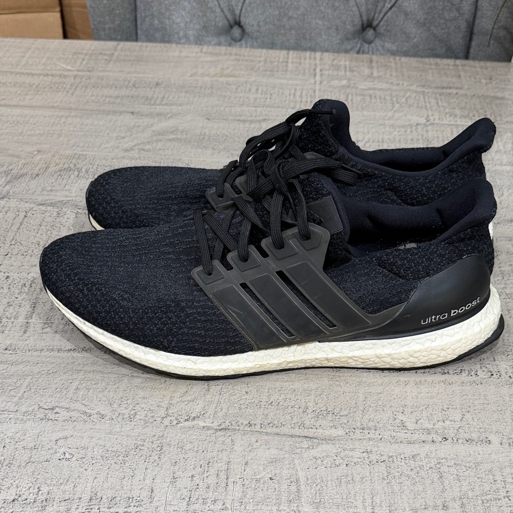 adidas Black Knit Ultra Boost Sneakers with White Midsole 14
